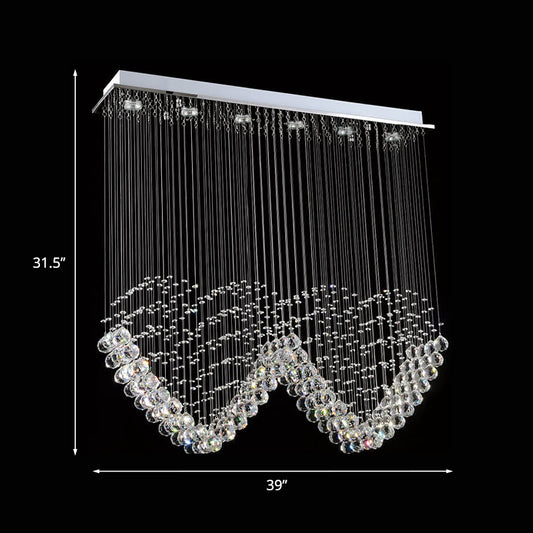 5 Lights Ceiling Mount Chandelier Modern Romantic Double Love Heart Draping Crystal Flush Mount in Satin Nickel Clearhalo 'Ceiling Lights' 'Close To Ceiling Lights' 'Close to ceiling' 'Flush mount' Lighting' 787724