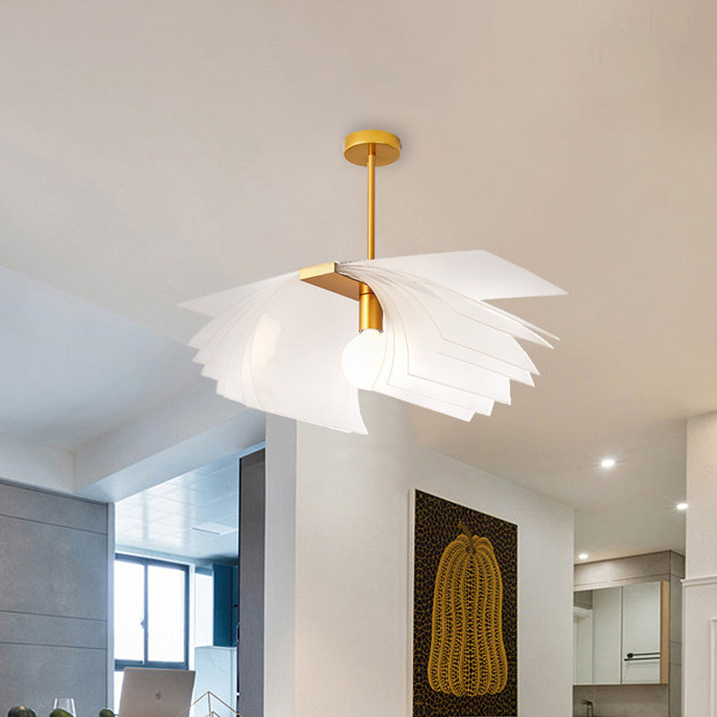Modernist Paper Shape Semi Flush Acrylic Dining Room LED Flush Mount Ceiling Light in Gold Gold Clearhalo 'Ceiling Lights' 'Close To Ceiling Lights' 'Close to ceiling' 'Semi-flushmount' Lighting' 787725
