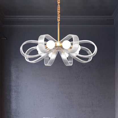 White Flower Chandelier Pendant Light Contemporary 8 Heads Acrylic Ceiling Hang Fixture White Clearhalo 'Ceiling Lights' 'Chandeliers' 'Modern Chandeliers' 'Modern' Lighting' 787729