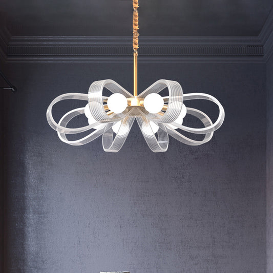 White Flower Chandelier Pendant Light Contemporary 8 Heads Acrylic Ceiling Hang Fixture White Clearhalo 'Ceiling Lights' 'Chandeliers' 'Modern Chandeliers' 'Modern' Lighting' 787729
