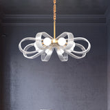 White Flower Chandelier Pendant Light Contemporary 8 Heads Acrylic Ceiling Hang Fixture White Clearhalo 'Ceiling Lights' 'Chandeliers' 'Modern Chandeliers' 'Modern' Lighting' 787729