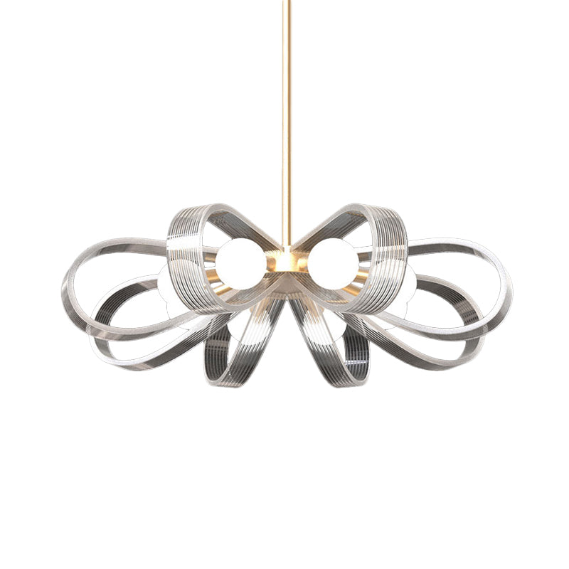 White Flower Chandelier Pendant Light Contemporary 8 Heads Acrylic Ceiling Hang Fixture Clearhalo 'Ceiling Lights' 'Chandeliers' 'Modern Chandeliers' 'Modern' Lighting' 787731