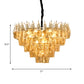 7 Lights Chandelier Traditional Living Room Pendant Lamp with Conical Amber Glass Shade Clearhalo 'Ceiling Lights' 'Chandeliers' Lighting' options 787736