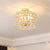 Vintage Hollowed Out Drum Semi Flush 3/4 Heads Crystal Embedded Flush Mount Ceiling Light Fixture in Gold 4 Gold Clearhalo 'Ceiling Lights' 'Close To Ceiling Lights' 'Close to ceiling' 'Semi-flushmount' Lighting' 787737