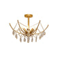 6/8 Bulbs Semi Flush Chandelier Retro Netting Crystal Strand Flush Ceiling Light in Gold Clearhalo 'Ceiling Lights' 'Close To Ceiling Lights' 'Close to ceiling' 'Semi-flushmount' Lighting' 787762