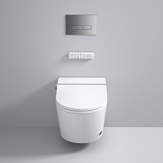 White Ceramic Wall Hung Toilet Set with Temperature Control Elongated Clearhalo 'Bathroom Remodel & Bathroom Fixtures' 'Bidets' 'Home Improvement' 'home_improvement' 'home_improvement_bidets' 'Toilets & Bidets' 7878025