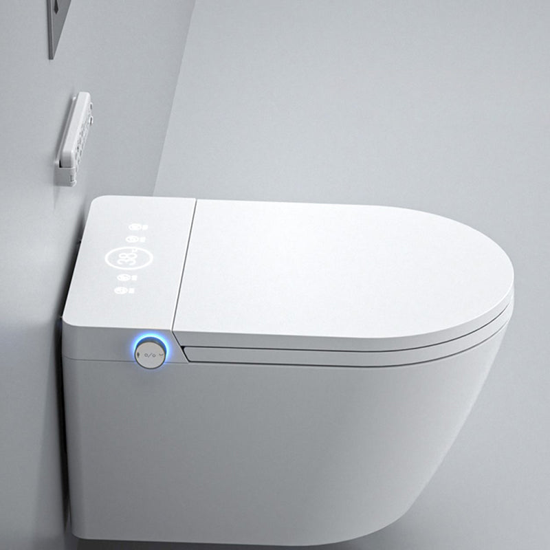 White Ceramic Wall Hung Toilet Set with Temperature Control Elongated Clearhalo 'Bathroom Remodel & Bathroom Fixtures' 'Bidets' 'Home Improvement' 'home_improvement' 'home_improvement_bidets' 'Toilets & Bidets' 7878032