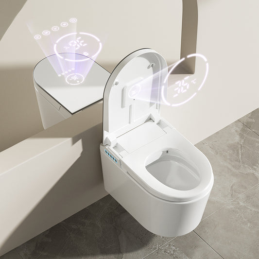 White Elongated Wall Mounted Bidet with Wireless Remote Control Clearhalo 'Bathroom Remodel & Bathroom Fixtures' 'Bidets' 'Home Improvement' 'home_improvement' 'home_improvement_bidets' 'Toilets & Bidets' 7878127
