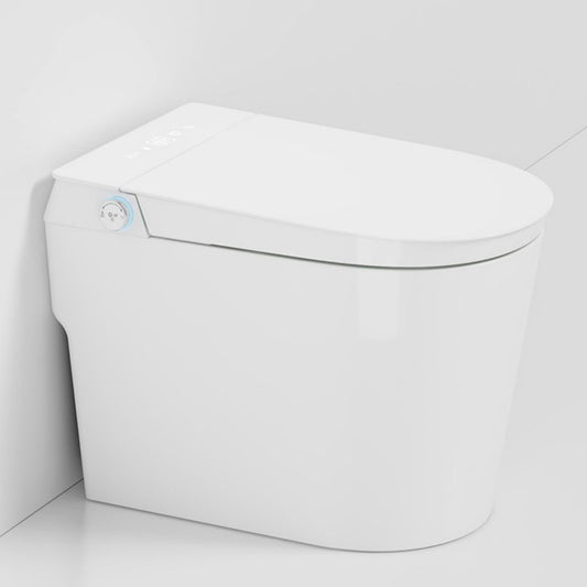 White Elongated Floor Mount Bidet with Heated Seat Plastic Temperature Control Clearhalo 'Bathroom Remodel & Bathroom Fixtures' 'Bidets' 'Home Improvement' 'home_improvement' 'home_improvement_bidets' 'Toilets & Bidets' 7878153