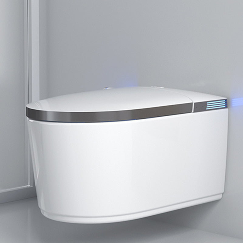 14.96" W Elongated Antimicrobial Wall Mounted Bidet with Dryer White Gray Clearhalo 'Bathroom Remodel & Bathroom Fixtures' 'Bidets' 'Home Improvement' 'home_improvement' 'home_improvement_bidets' 'Toilets & Bidets' 7878389