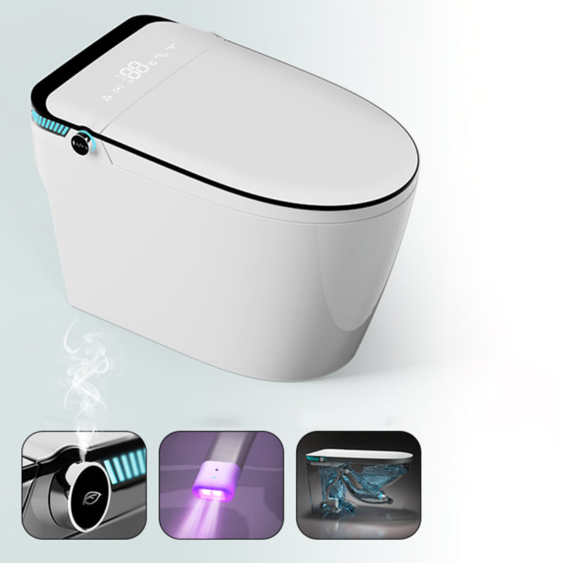 18.9" H Elongated Toilet Seat Bidet of Vitreous China with Heated Seat White Black Automatic Lid( Top Configuration) Clearhalo 'Bathroom Remodel & Bathroom Fixtures' 'Bidets' 'Home Improvement' 'home_improvement' 'home_improvement_bidets' 'Toilets & Bidets' 7878423