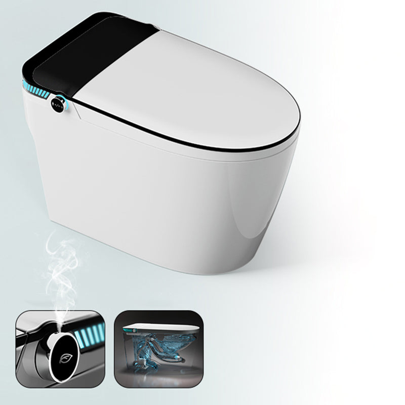 18.9" H Elongated Toilet Seat Bidet of Vitreous China with Heated Seat Black White Manual Flip (Standard) Clearhalo 'Bathroom Remodel & Bathroom Fixtures' 'Bidets' 'Home Improvement' 'home_improvement' 'home_improvement_bidets' 'Toilets & Bidets' 7878427