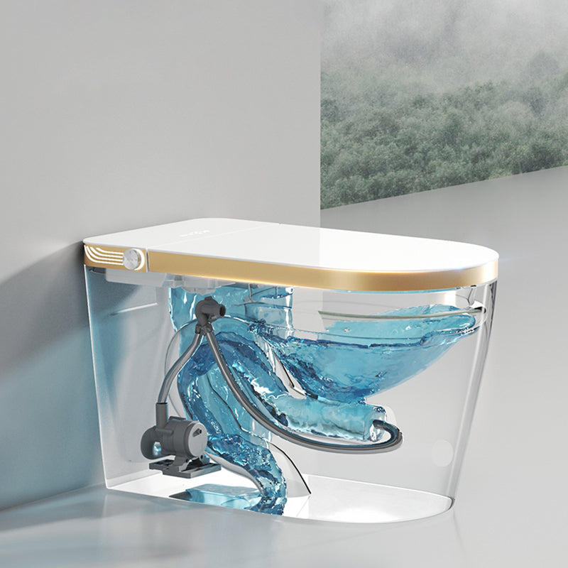 All-In-One Smart Toilet Seat Bidet in Gold and White of 17.7" H Clearhalo 'Bathroom Remodel & Bathroom Fixtures' 'Bidets' 'Home Improvement' 'home_improvement' 'home_improvement_bidets' 'Toilets & Bidets' 7878565