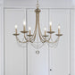 3/6 Heads Metal Hanging Chandelier Traditional Silver Candelabra Pendant Lamp with Crystal Strand Deco Clearhalo 'Ceiling Lights' 'Chandeliers' Lighting' options 787914