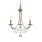 3/6 Heads Metal Hanging Chandelier Traditional Silver Candelabra Pendant Lamp with Crystal Strand Deco Clearhalo 'Ceiling Lights' 'Chandeliers' Lighting' options 787920
