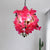 Metal Star Frame Chandelier Lamp Retro Style 4 Lights Restaurant Suspension Pendant with Yellow/Rose Red Floral Rose Red Clearhalo 'Cast Iron' 'Ceiling Lights' 'Chandeliers' 'Industrial Chandeliers' 'Industrial' 'Metal' 'Middle Century Chandeliers' 'Rustic Chandeliers' 'Tiffany' Lighting' 790239