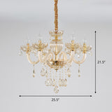 6-Light Candelabra Chandelier Lighting Contemporary Gold Finish Crystal Glass Pendulum Lamp Clearhalo 'Ceiling Lights' 'Chandeliers' 'Modern Chandeliers' 'Modern' Lighting' 790362