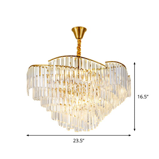 Crystal Block Brass Chandelier Light Fixture Spiral 5-Head Modernist LED Ceiling Suspension Lamp Clearhalo 'Ceiling Lights' 'Chandeliers' 'Modern Chandeliers' 'Modern' Lighting' 790366