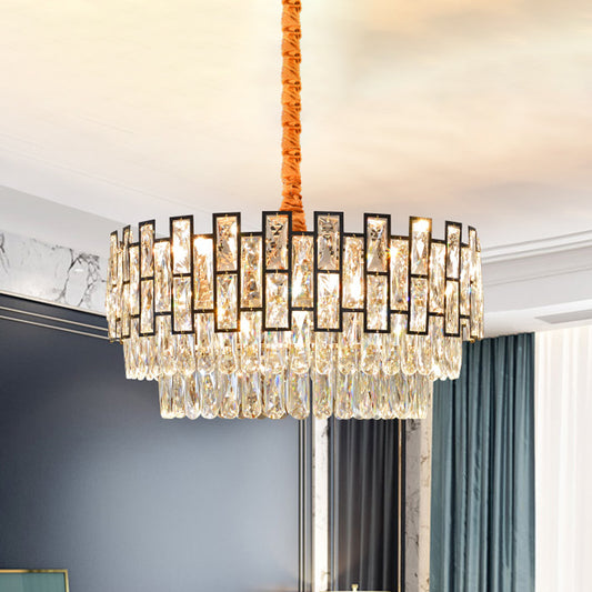 5 Lights Hanging Lighting Modernism 3-Tier Faceted Crystal Ceiling Chandelier in Gold Gold Clearhalo 'Ceiling Lights' 'Chandeliers' 'Modern Chandeliers' 'Modern' Lighting' 790376