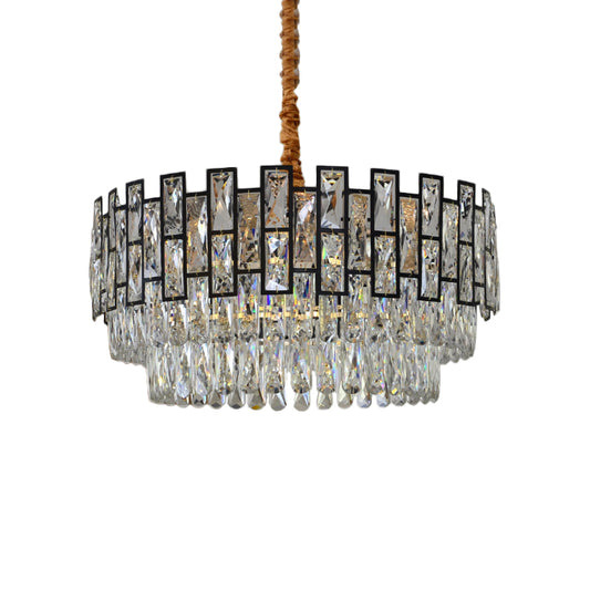 5 Lights Hanging Lighting Modernism 3-Tier Faceted Crystal Ceiling Chandelier in Gold Clearhalo 'Ceiling Lights' 'Chandeliers' 'Modern Chandeliers' 'Modern' Lighting' 790378