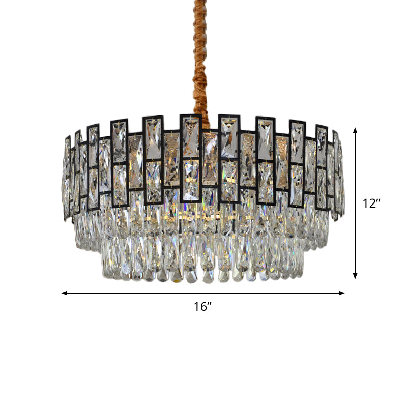 5 Lights Hanging Lighting Modernism 3-Tier Faceted Crystal Ceiling Chandelier in Gold Clearhalo 'Ceiling Lights' 'Chandeliers' 'Modern Chandeliers' 'Modern' Lighting' 790379