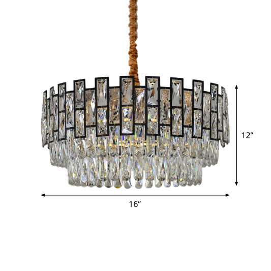 5 Lights Hanging Lighting Modernism 3-Tier Faceted Crystal Ceiling Chandelier in Gold Clearhalo 'Ceiling Lights' 'Chandeliers' 'Modern Chandeliers' 'Modern' Lighting' 790379