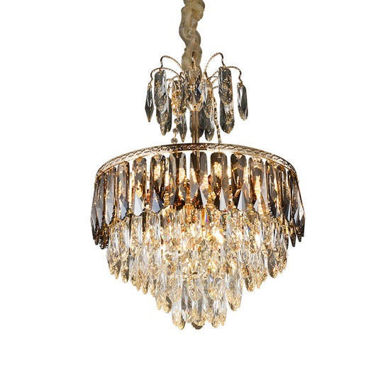 Contemporary Conic Hanging Chandelier 8-Head Crystal Block LED Ceiling Pendant Light in Gold Clearhalo 'Ceiling Lights' 'Chandeliers' 'Modern Chandeliers' 'Modern' Lighting' 790393