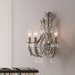 3 Bulbs Crystal Bead Wall Sconce Lighting Rustic White/Grey Candlestick Indoor Wall Mounted Lamp Fixture Clearhalo 'Wall Lamps & Sconces' 'Wall Lights' Lighting' 790478