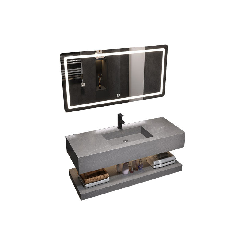 Wall Mount Mirror Included Sink Vanity for Bathroom with Sink Faucet Vanity & Faucet & Smart Mirror Stone Clearhalo 'Bathroom Remodel & Bathroom Fixtures' 'Bathroom Vanities' 'bathroom_vanities' 'Home Improvement' 'home_improvement' 'home_improvement_bathroom_vanities' 7905469