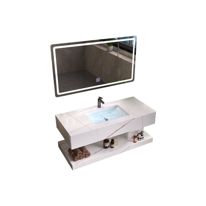 Wall Mount Mirror Included Sink Vanity for Bathroom with Sink Faucet Vanity & Faucet & Smart Mirror 39"L x 20"W x 21"H Ceramic Clearhalo 'Bathroom Remodel & Bathroom Fixtures' 'Bathroom Vanities' 'bathroom_vanities' 'Home Improvement' 'home_improvement' 'home_improvement_bathroom_vanities' 7905471