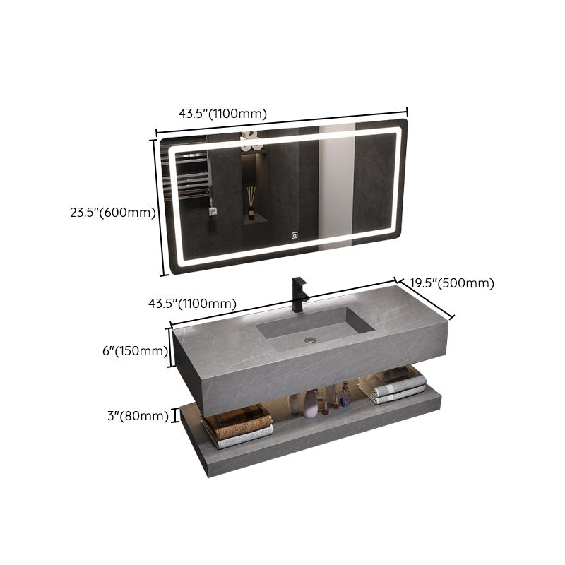 Wall Mount Mirror Included Sink Vanity for Bathroom with Sink Faucet Clearhalo 'Bathroom Remodel & Bathroom Fixtures' 'Bathroom Vanities' 'bathroom_vanities' 'Home Improvement' 'home_improvement' 'home_improvement_bathroom_vanities' 7905485