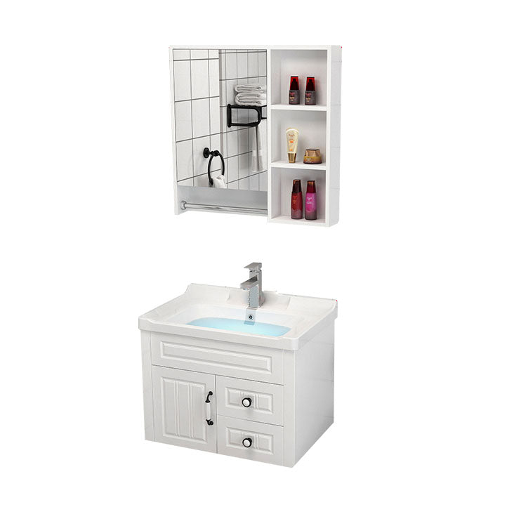 Freestanding Wood Mirror Included Sink Vanity with Sink for Bathroom Vanity & Faucet & Mirror Cabinet 24"L x 19"W x 32"H Clearhalo 'Bathroom Remodel & Bathroom Fixtures' 'Bathroom Vanities' 'bathroom_vanities' 'Home Improvement' 'home_improvement' 'home_improvement_bathroom_vanities' 7905495