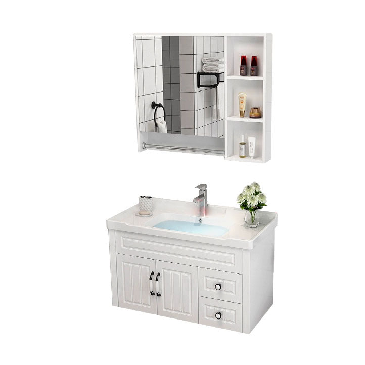 Freestanding Wood Mirror Included Sink Vanity with Sink for Bathroom Vanity & Faucet & Mirror Cabinet 32"L x 19"W x 32"H Clearhalo 'Bathroom Remodel & Bathroom Fixtures' 'Bathroom Vanities' 'bathroom_vanities' 'Home Improvement' 'home_improvement' 'home_improvement_bathroom_vanities' 7905500