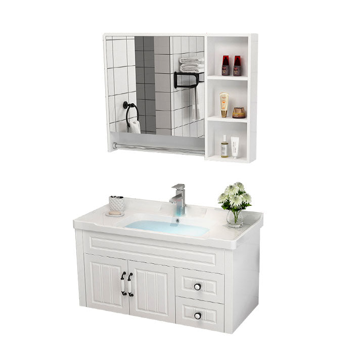 Freestanding Wood Mirror Included Sink Vanity with Sink for Bathroom Vanity & Faucet & Mirror Cabinet 36"L x 19"W x 32"H Clearhalo 'Bathroom Remodel & Bathroom Fixtures' 'Bathroom Vanities' 'bathroom_vanities' 'Home Improvement' 'home_improvement' 'home_improvement_bathroom_vanities' 7905501