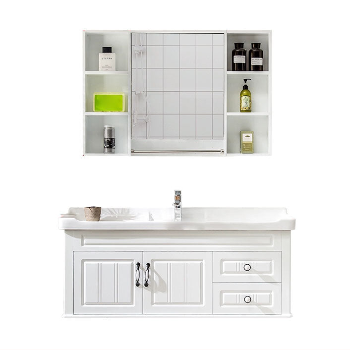 Freestanding Wood Mirror Included Sink Vanity with Sink for Bathroom Vanity & Faucet & Mirror Cabinet 40"L x 19"W x 32"H Clearhalo 'Bathroom Remodel & Bathroom Fixtures' 'Bathroom Vanities' 'bathroom_vanities' 'Home Improvement' 'home_improvement' 'home_improvement_bathroom_vanities' 7905503