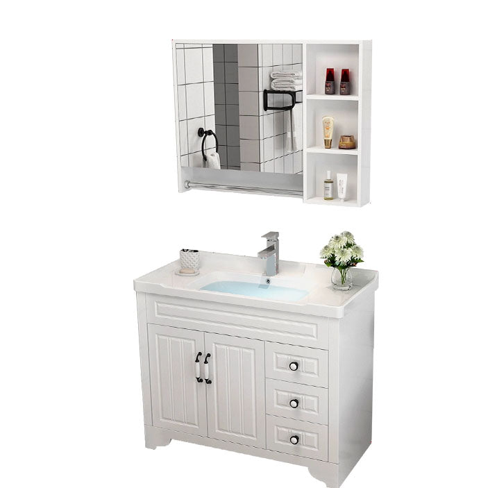 Freestanding Wood Mirror Included Sink Vanity with Sink for Bathroom Vanity & Faucet & Mirror Cabinet 40"L x 19"W x 18"H Clearhalo 'Bathroom Remodel & Bathroom Fixtures' 'Bathroom Vanities' 'bathroom_vanities' 'Home Improvement' 'home_improvement' 'home_improvement_bathroom_vanities' 7905510