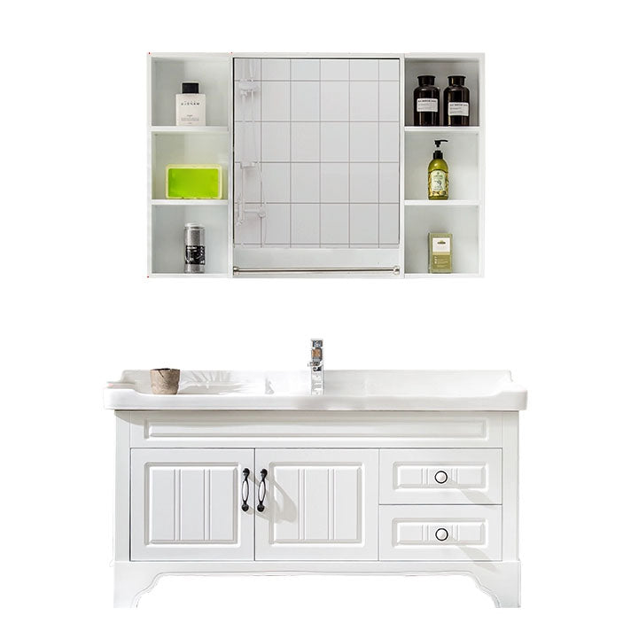Freestanding Wood Mirror Included Sink Vanity with Sink for Bathroom Vanity & Faucet & Mirror Cabinet 44"L x 19"W x 32"H Clearhalo 'Bathroom Remodel & Bathroom Fixtures' 'Bathroom Vanities' 'bathroom_vanities' 'Home Improvement' 'home_improvement' 'home_improvement_bathroom_vanities' 7905511