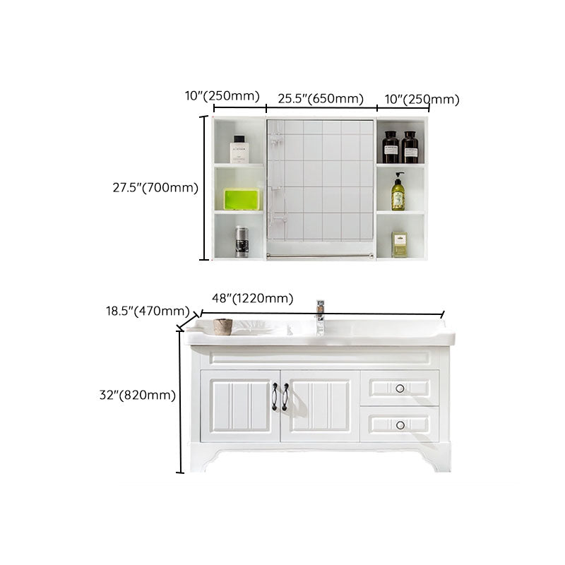 Freestanding Wood Mirror Included Sink Vanity with Sink for Bathroom Clearhalo 'Bathroom Remodel & Bathroom Fixtures' 'Bathroom Vanities' 'bathroom_vanities' 'Home Improvement' 'home_improvement' 'home_improvement_bathroom_vanities' 7905524