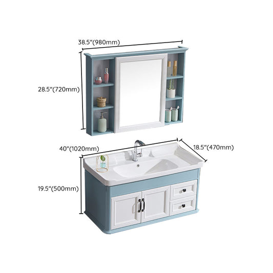Wall Mount Mirror Included Sink Vanity with Sink for Bathroom Clearhalo 'Bathroom Remodel & Bathroom Fixtures' 'Bathroom Vanities' 'bathroom_vanities' 'Home Improvement' 'home_improvement' 'home_improvement_bathroom_vanities' 7905622