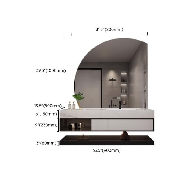 Lavabo mural inclus Vanité de bain avec robinet miroir pour salle de bain