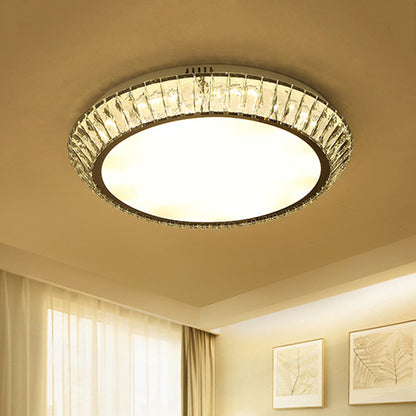 Beveled Inlaid Crystal Round Flushmount Minimalist Living Room 23.5"/31.5" Dia LED Flush Mount Ceiling Light in Chrome Chrome Clearhalo 'Ceiling Lights' 'Close To Ceiling Lights' 'Close to ceiling' 'Flush mount' Lighting' 790603