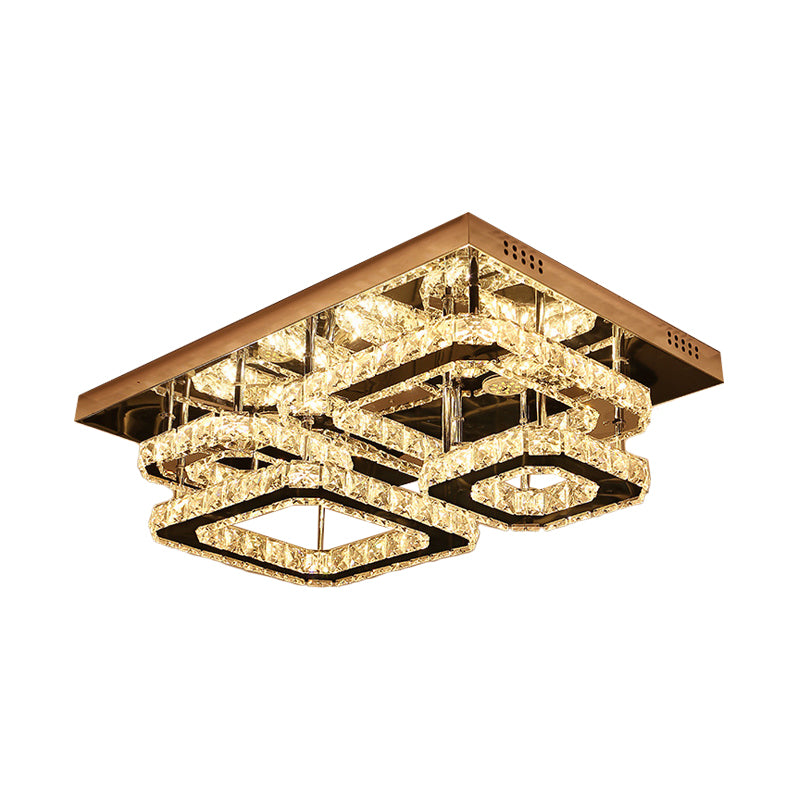 Multi-Square LED Semi Flush Light Contemporary Chrome Crystal Inserted Ceiling Mounted Lamp Clearhalo 'Ceiling Lights' 'Close To Ceiling Lights' 'Close to ceiling' 'Semi-flushmount' Lighting' 790621
