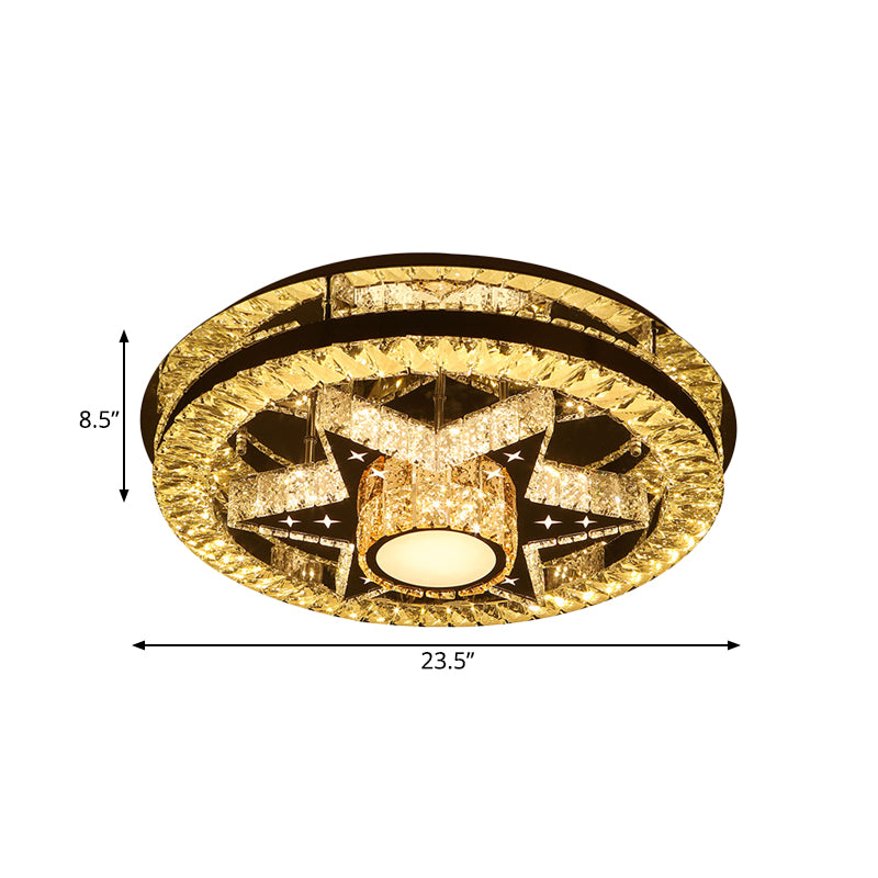 Clover/Star Bedroom Semi Mount Lighting Modernism Crystal Chrome LED Flush Ceiling Light Clearhalo 'Ceiling Lights' 'Close To Ceiling Lights' 'Close to ceiling' 'Semi-flushmount' Lighting' 790635