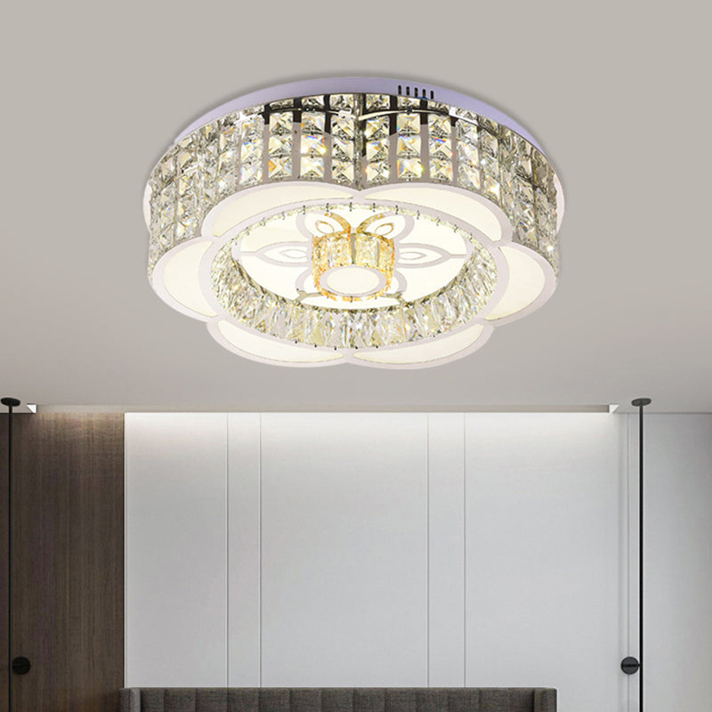 Modern Flower LED Ceiling Flush Mount Crystal Embedded Flushmount Lighting in Chrome, 23.5"/31.5" Wide Clearhalo 'Ceiling Lights' 'Close To Ceiling Lights' 'Close to ceiling' 'Flush mount' Lighting' 790646