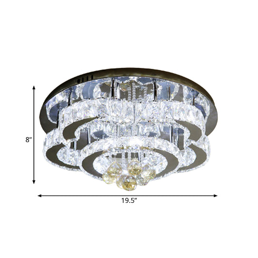 Crystal Chrome Ceiling Flushmount Lamp 2-Tier Square/Circle Modernist LED Flush Mount Lighting Clearhalo 'Ceiling Lights' 'Close To Ceiling Lights' 'Close to ceiling' 'Semi-flushmount' Lighting' 790652