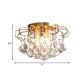 3-Bulb Faceted Crystal Orb Ceiling Flush Vintage Gold Flower Living Room Flush Mount Chandelier Clearhalo 'Ceiling Lights' 'Close To Ceiling Lights' 'Close to ceiling' 'Flush mount' Lighting' 790794