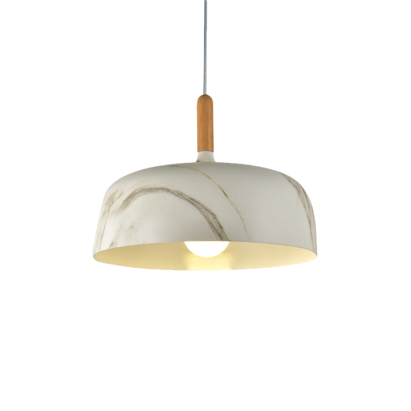 Bowl Aluminum Suspension Lamp Farmhouse 1 Head Bedroom Hanging Ceiling Light in White/Green/Red Brown Clearhalo 'Art Deco Pendants' 'Cast Iron' 'Ceiling Lights' 'Ceramic' 'Crystal' 'Industrial Pendants' 'Industrial' 'Metal' 'Middle Century Pendants' 'Pendant Lights' 'Pendants' 'Tiffany' Lighting' 790833