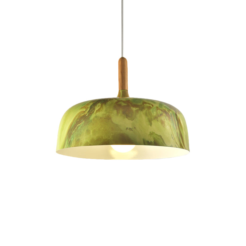Bowl Aluminum Suspension Lamp Farmhouse 1 Head Bedroom Hanging Ceiling Light in White/Green/Red Brown Clearhalo 'Art Deco Pendants' 'Cast Iron' 'Ceiling Lights' 'Ceramic' 'Crystal' 'Industrial Pendants' 'Industrial' 'Metal' 'Middle Century Pendants' 'Pendant Lights' 'Pendants' 'Tiffany' Lighting' 790838