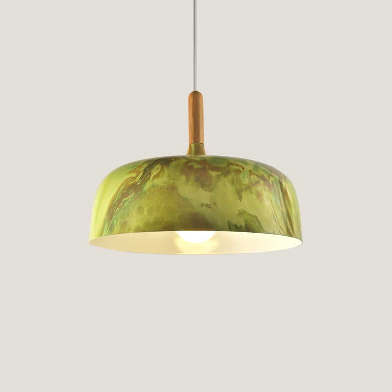 Bowl Aluminum Suspension Lamp Farmhouse 1 Head Bedroom Hanging Ceiling Light in White/Green/Red Brown Clearhalo 'Art Deco Pendants' 'Cast Iron' 'Ceiling Lights' 'Ceramic' 'Crystal' 'Industrial Pendants' 'Industrial' 'Metal' 'Middle Century Pendants' 'Pendant Lights' 'Pendants' 'Tiffany' Lighting' 790839