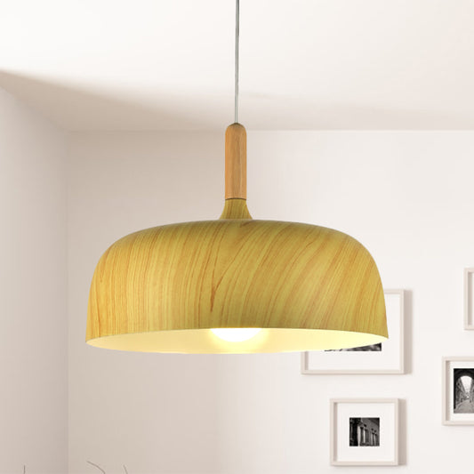 Bowl Aluminum Suspension Lamp Farmhouse 1 Head Bedroom Hanging Ceiling Light in White/Green/Red Brown Wood Clearhalo 'Art Deco Pendants' 'Cast Iron' 'Ceiling Lights' 'Ceramic' 'Crystal' 'Industrial Pendants' 'Industrial' 'Metal' 'Middle Century Pendants' 'Pendant Lights' 'Pendants' 'Tiffany' Lighting' 790844
